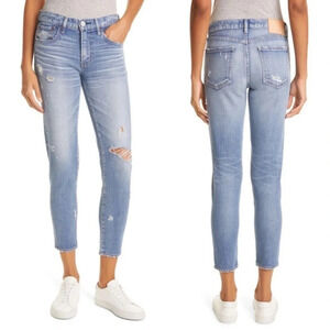 Moussy Vintage Gleedsville Distressed Skinny Jeans Light Blue Denim 26